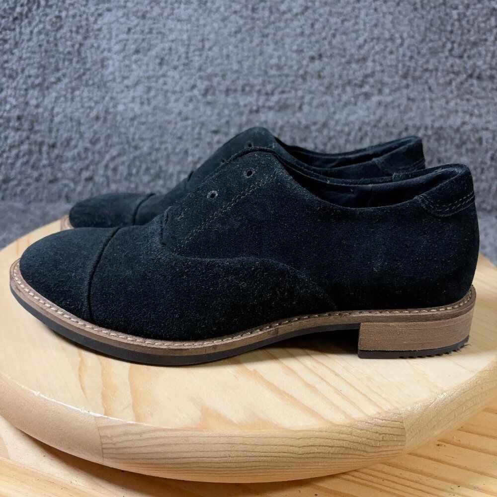 Ecco Shoes Sartorelle 25 Oxford Womens Size 5.5 Suede Black Laceless Slip On